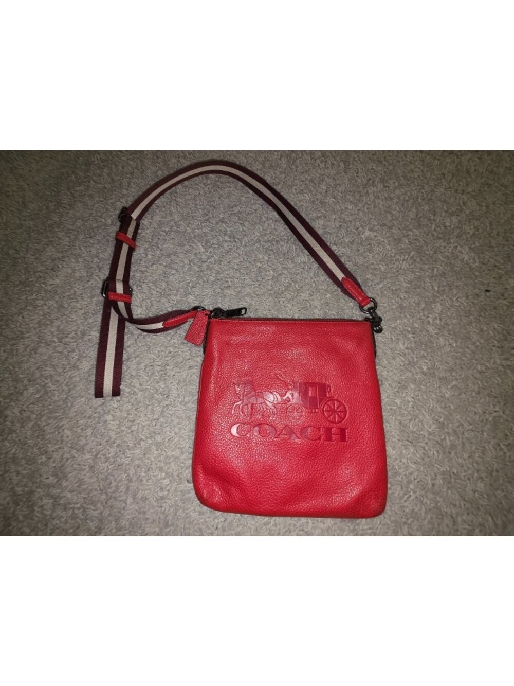 Coach 1897 Jes Slim Crossbody With Horse And Carriage Motif Red Leather